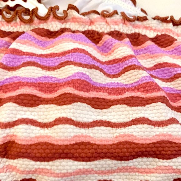 Shade & Shore Ruffle High Leg Extra Cheeky Bikini Bottom Pique Purple Size S - Picture 4 of 8